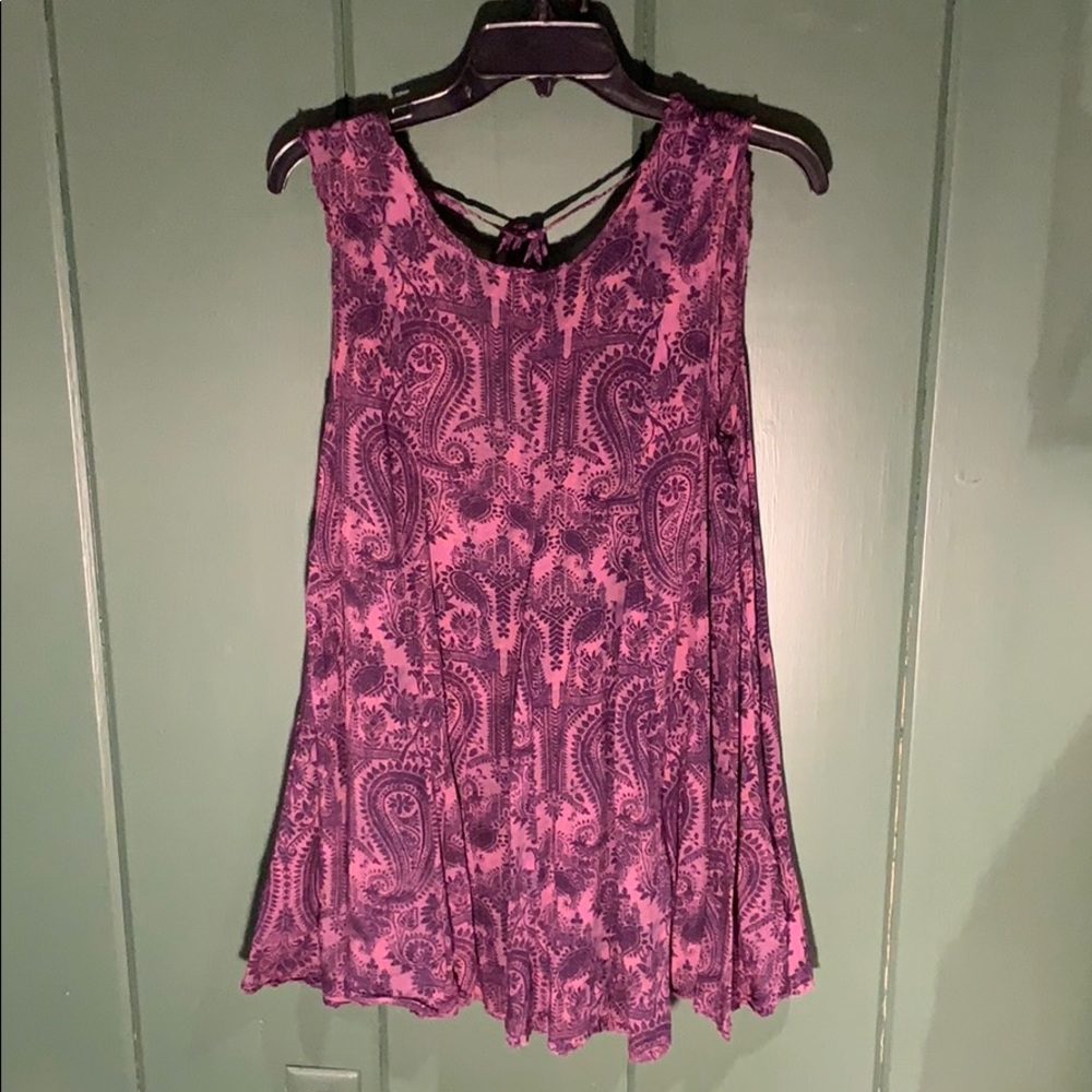 Purple Print Dress with Tie in Back
